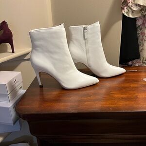 Leith White Heeled Ankle Boots